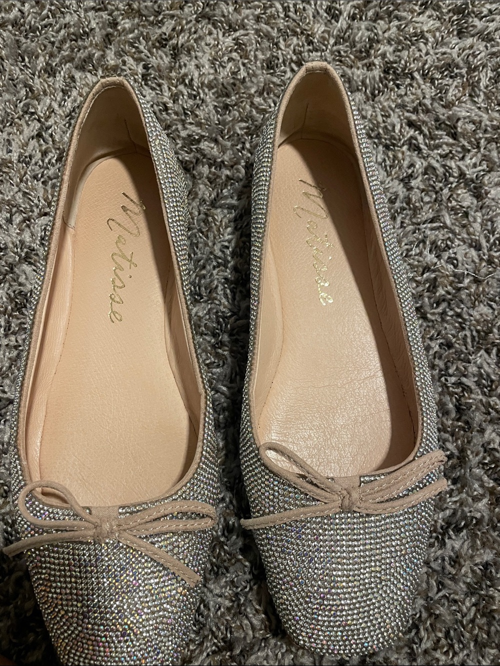 Matisse Nude Sparkle Rhinestone Ballet Flats